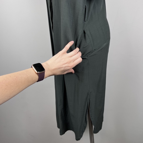 Flawless, Midi Charcoal Button Down Black Dress, Small - Picture 10 of 13